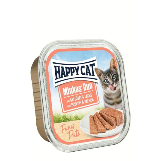 Happy Cat Minkas Duo Geflügel & Lachs Paté - konservi kaķiem pastēte ar mājputnu & lasi