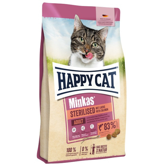 Happy Cat Minkas Sterilised Lachs - sausā barība sterilizētiem kaķiem ar lasi
