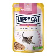 Happy Cat Meat in Sauce - Kitten & Junior Land-Geflügel - konservi kaķēniem ar mājputnu