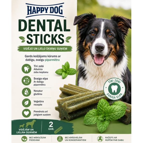 Happy Dog Dental Snacks - Dental Sticks - košļājami kārumi (nūjiņas) suņiem