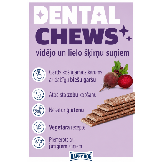 Happy Dog Dental Snacks - Dental Chews - košļājami kārumi (plāksnes) suņiem