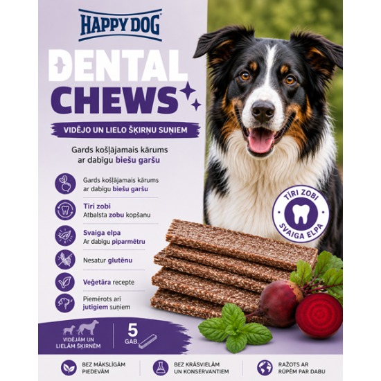 Happy Dog Dental Snacks - Dental Chews - košļājami kārumi (plāksnes) suņiem