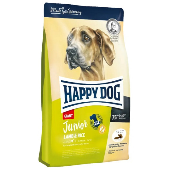 Happy Dog Junior Giant Lamb & Rice - sausā barība kucēniem ar jēru & rīsiem