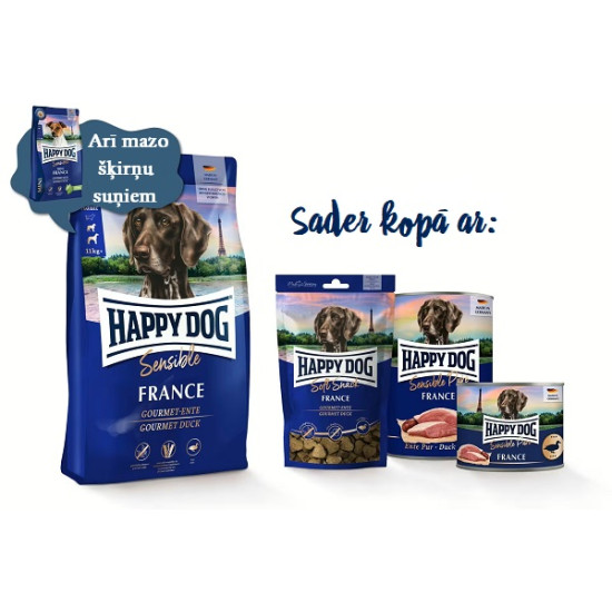 Happy Dog Sensible France - sausā barība suņiem ar pīles gaļu