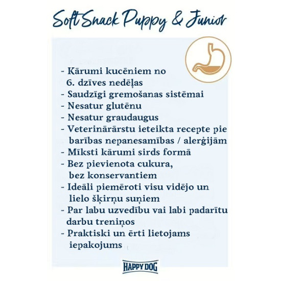 Happy Dog Soft Snack Puppy & Junior Lamm & Reis - kārumi kucēniem ar jēru & rīsiem