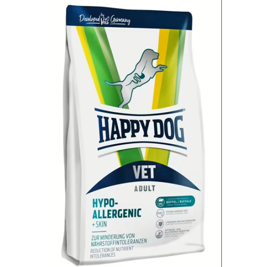 Happy Dog VET Diät Hypoallergenic + Skin - VET diētas barība suņiem pie barības nepanesamības & ādas slimībām