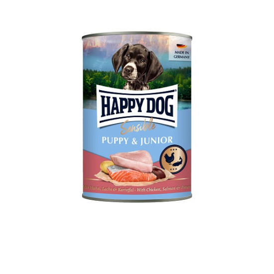 Happy Dog Sensible Puppy & Junior - Huhn, Lachs & Kartoffel - konservi kucēniem ar vistu/lasi