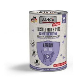 MAC's Cat Vetcare Urinary Rind & Pute - konservi kaķiem urīnceļu veselībai ar liellopu & tītaru