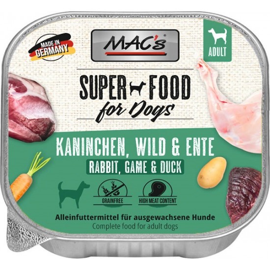 MAC's Dog Kaninchen, Wild & Ente - konservi suņiem ar trusi, medījumu & pīli