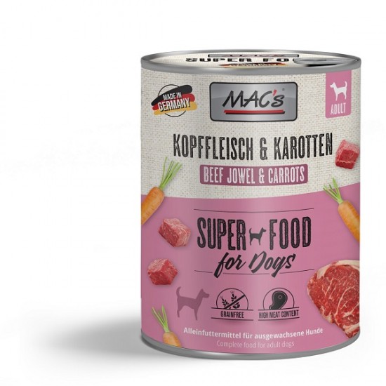 MAC's Dog Kopffleisch & Karotten - konservi suņiem ar liellopa galvas gaļu & burkāniem