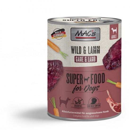 MAC's Dog Wild & Lamm - konservi suņiem ar medījumu & jēru