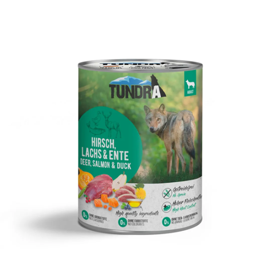 Tundra Dog Hirsch, Lachs & Ente - konservi suņiem ar briedi, pīli & lasi